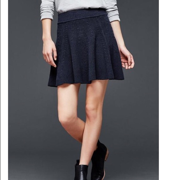 Black Knit Gap Sweater Skater Skirt S 